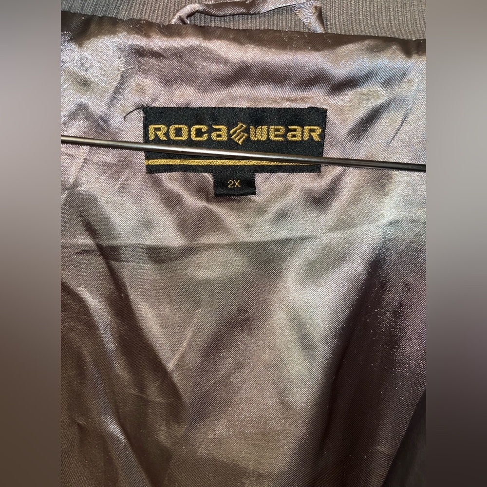 Vintage Rocawear Metallic Gold Jacket Faux Leather Y2K Bomber Women’s Size 1X​ - Picture 6 of 8